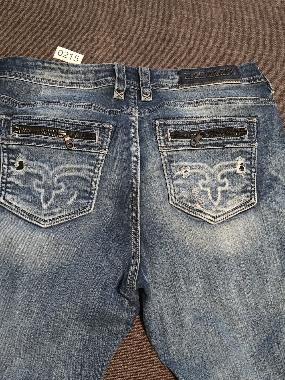 Rock Revival Moto Margot Size 32 Distressed Blue Denim Jeans **RARE**